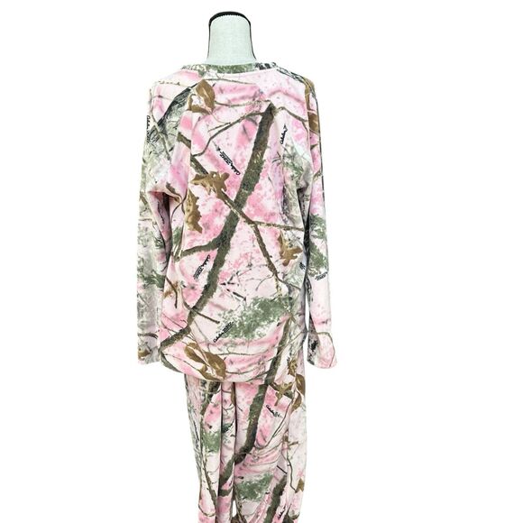 Cabela’s Women’s 2XL Pink Camo Fleece Pajama Set Snap Top & Pants Hunting - Picture 5 of 8